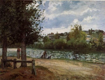 カミーユ・ピサロ Painting - ポントワーズのオワーズ川のほとり 1870年 カミーユ・ピサロ